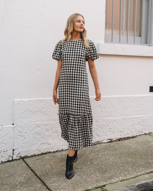 PH12343/O CHECK maxi DRESS