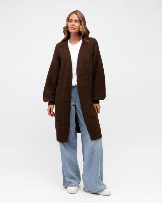 LOL70433/O KNIT CARDI - chocolate
