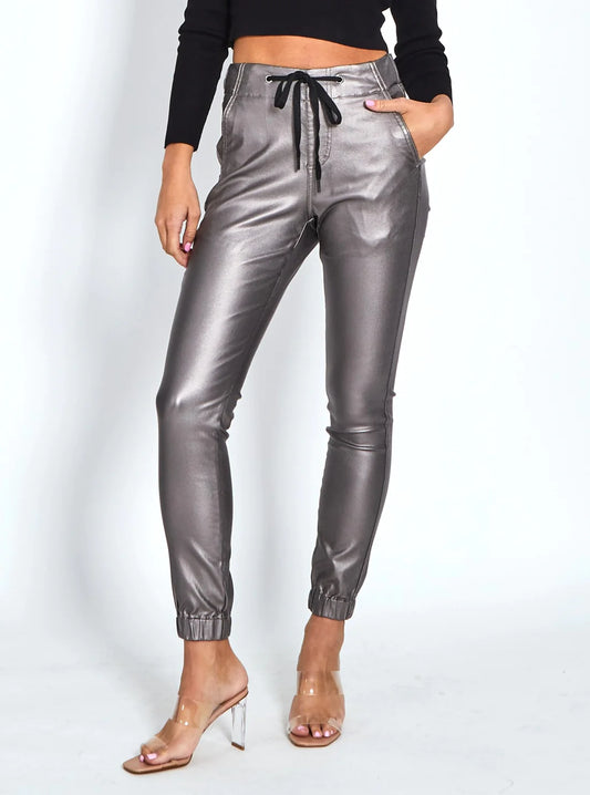 PDN510MJ -  HAYDEN  PEWTER WET LOOK JOGGER