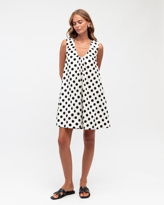 PH12744L-L/O POLKA DOT SWING DRESS