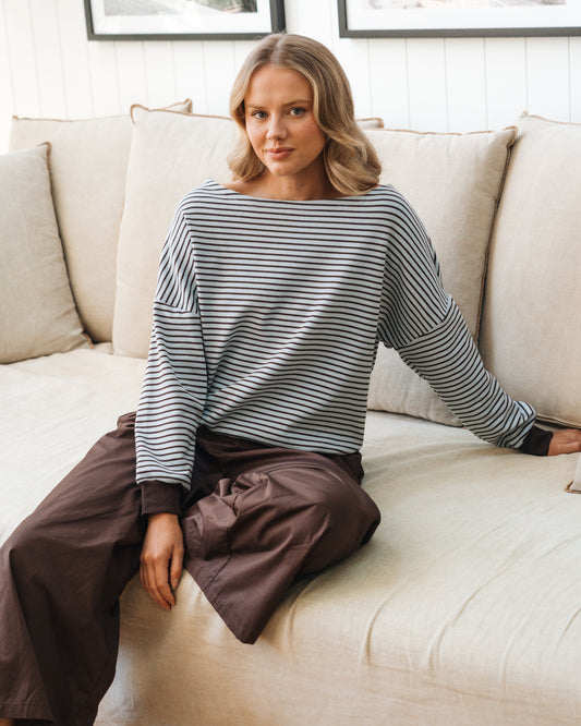 PH14061/O STRIPE LONG SLEEVE TOP