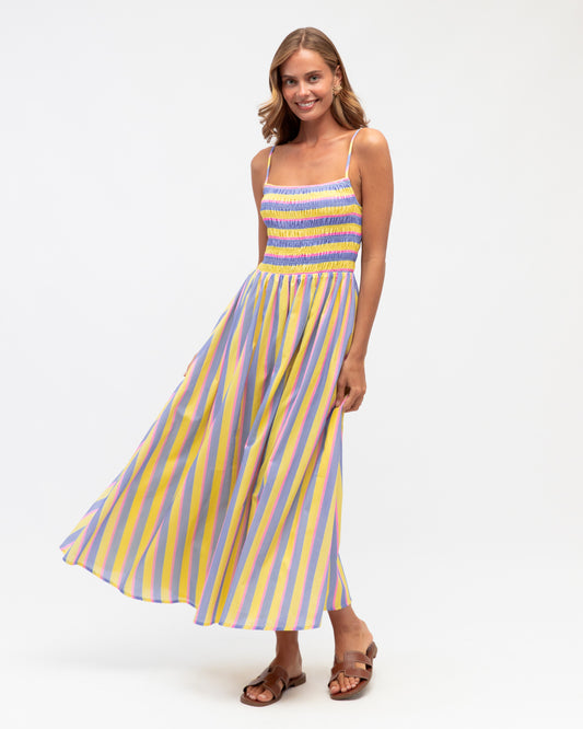 PHE11160L-7/O RENATA STRIPE MIDI DRESS