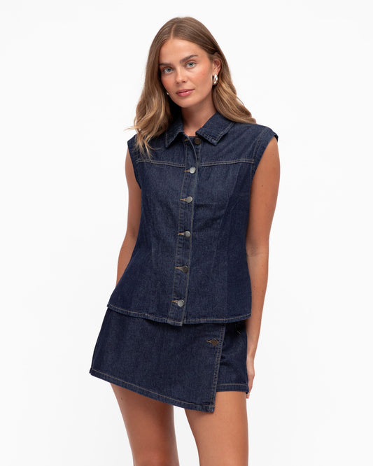 VV11014/O DENIM VEST TOP