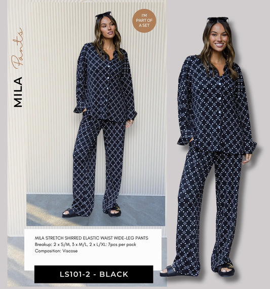 LS101-2/O  MILA MOROCCAN PRINT BUTTON PANT