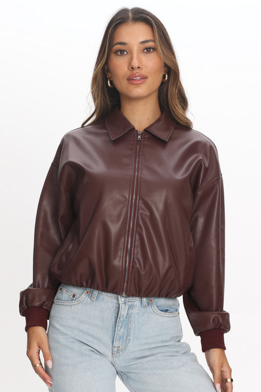 RT0032J/H WINE PLEATHER JACKET