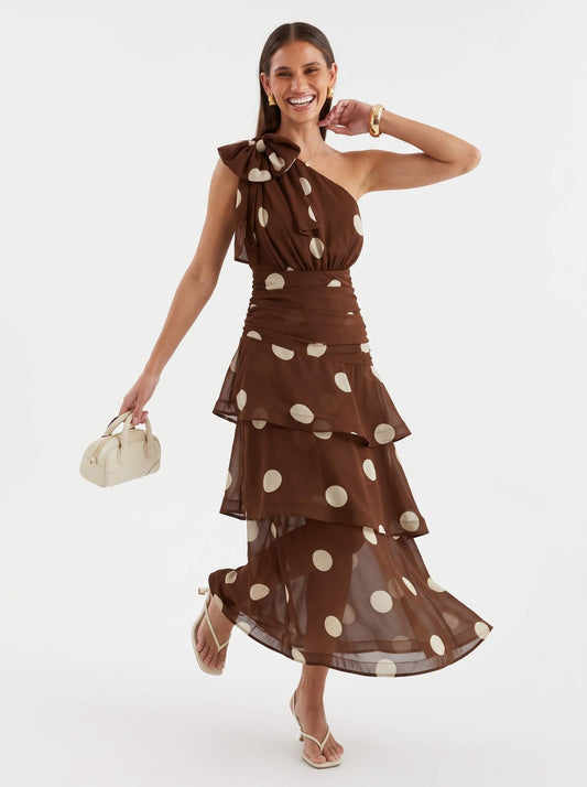 SM_2662-CXY - ONE SHOULDER POLKA DOT MAXI