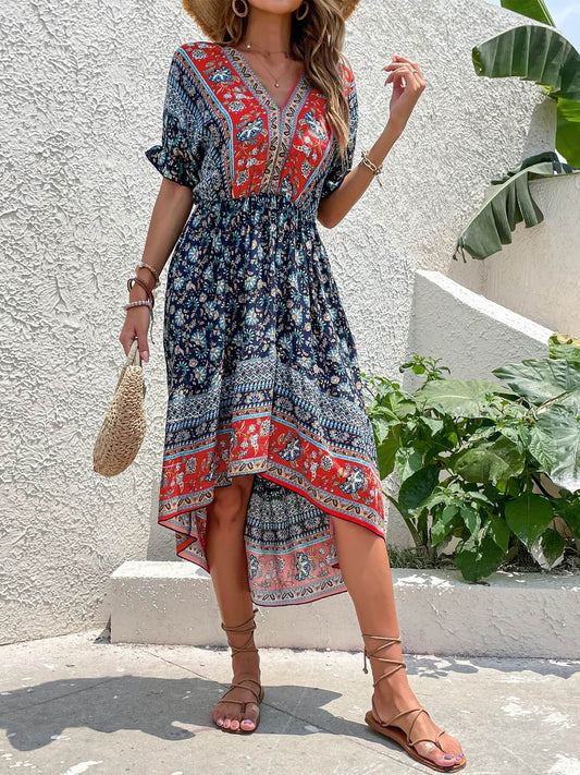 SM_D015-N/O PRINTED HILO DRESS