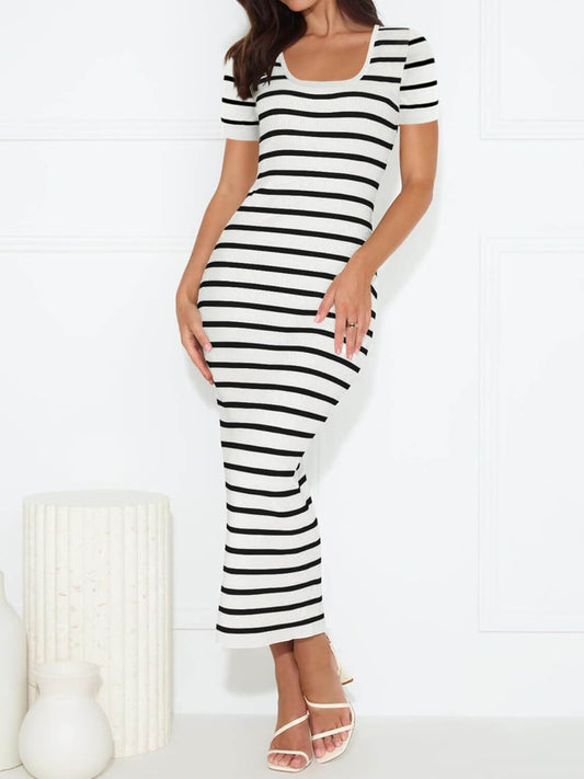 SM_E2517/O STRIPE KNIT DRESS