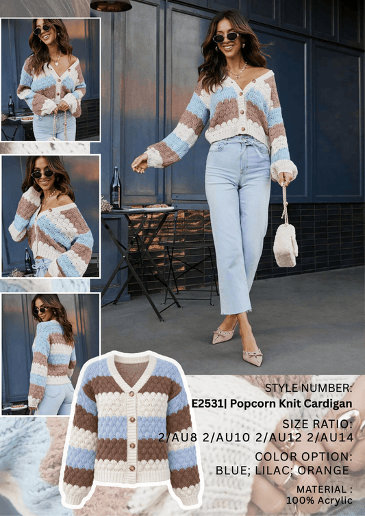 SM_E2531/O STRIPE KNIT CARDI