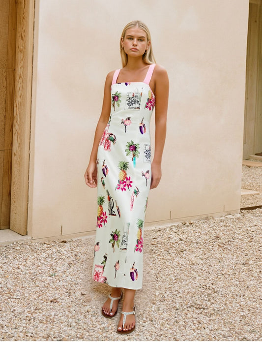 SM_FLD_2487/O PRINTED MIDI DRESS