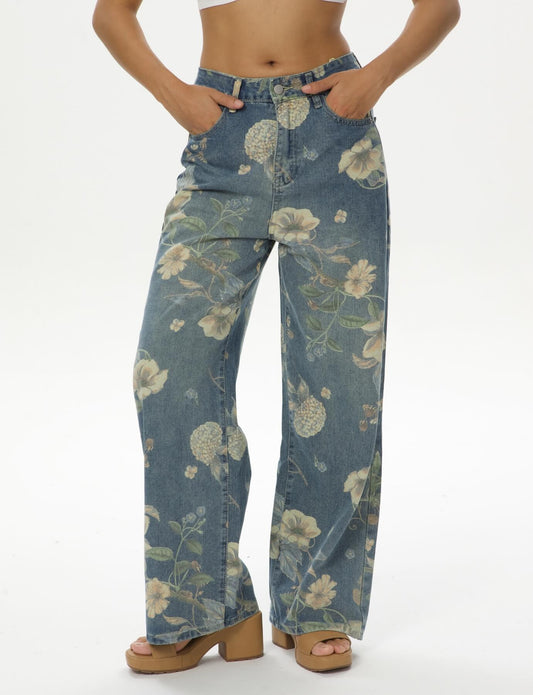 SM_GYF_5009/O FLORAL PRINTED JEANS
