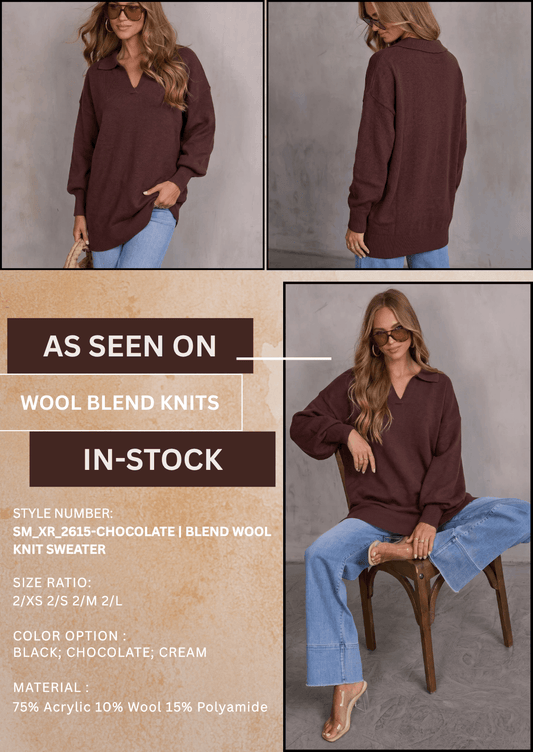 SM_XR_2615/O V NECK KNIT WITH COLLAR