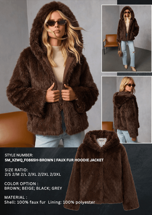 SM_XZWQ_F0865H/O FAUX FUR HOODED JACKET