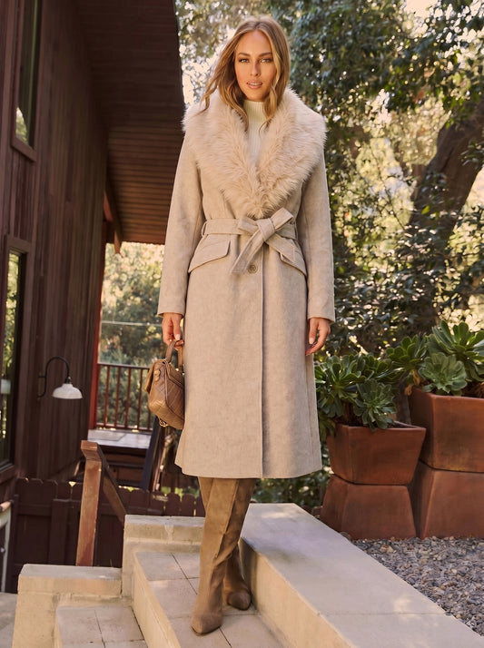 SM_YZS_10976/O JACKET WITH FUR COLLAR