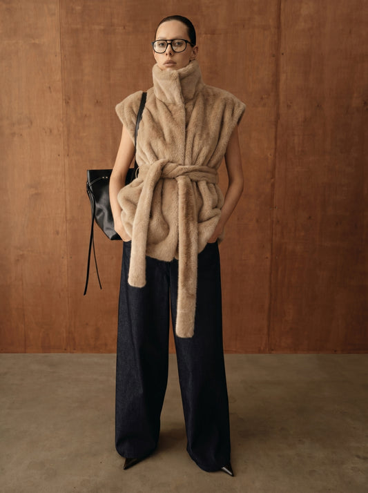 SM_YZS_3042/O FAUX FUR VEST