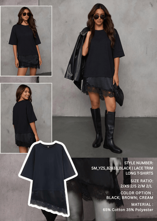 SM_YZS_82833/O TEE LACE TRIM DRESS