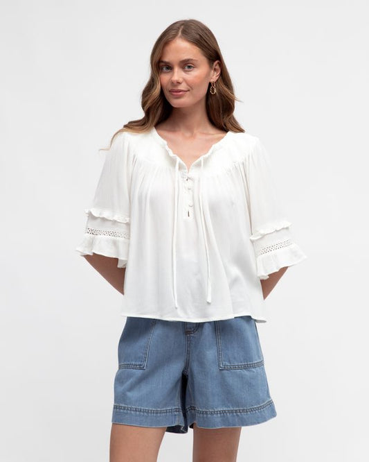 LOL70618/O SPRING FLING PLAIN OFF SHOULDER BLOUSE