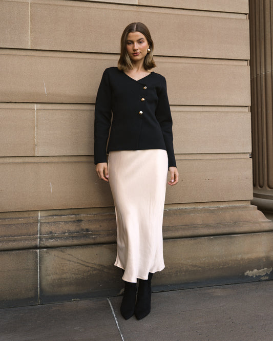 TF10350/O KNIT BUTTON SIDE CARDI