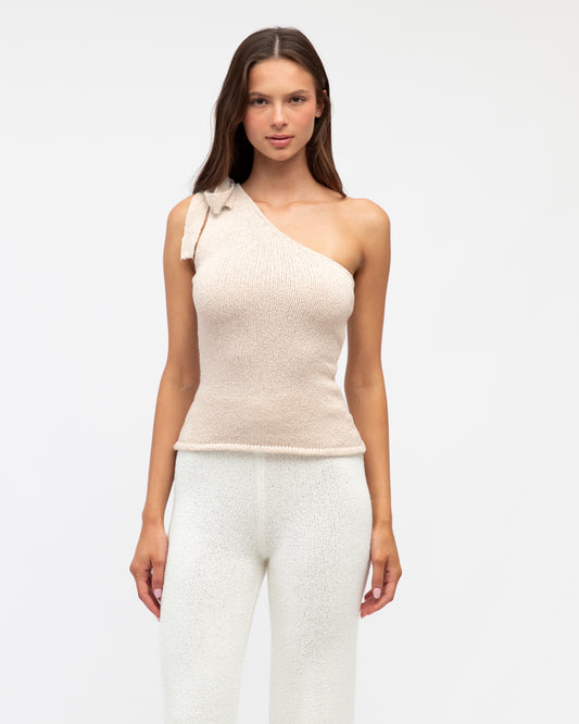 TF11119/O KNIT TIE ONE SHOULDER TOP