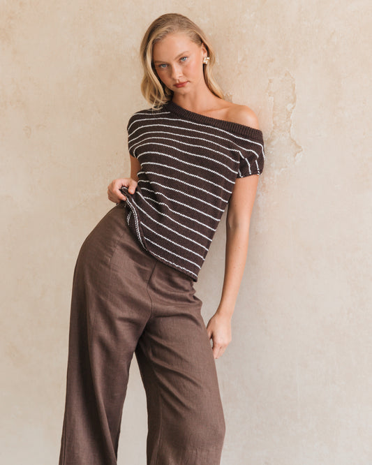 TF11513/O ONE SHOULDER BOUCLE KNIT TOP