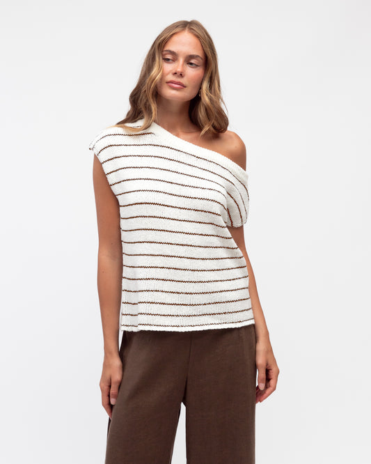 TF11513/O - stripe angle knit top