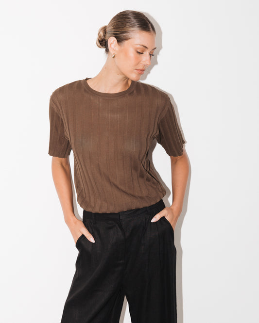 TF11617/O SHEER WIDE RIB KNIT TEE