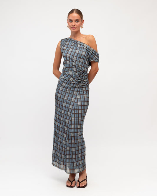 TF11714-2/O SAMANTHA PLAID MESH MAXI