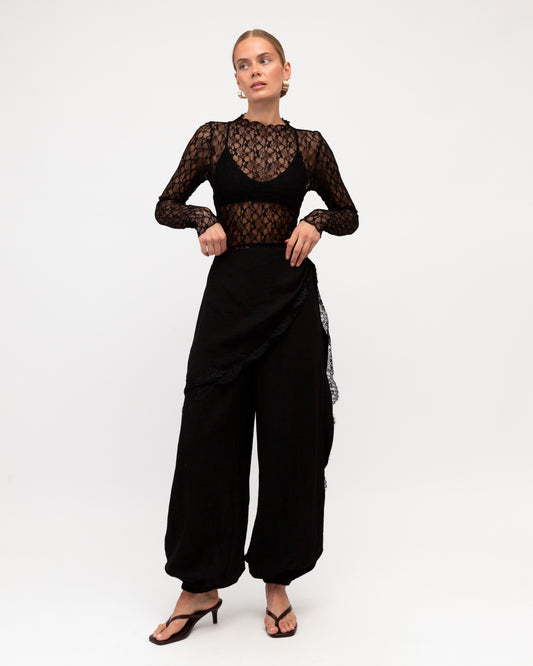 TF11856/O WRAP LACE TRIM PANTS