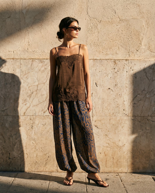 TF11864/O LEOPARD RAMIE BALOON PANTS