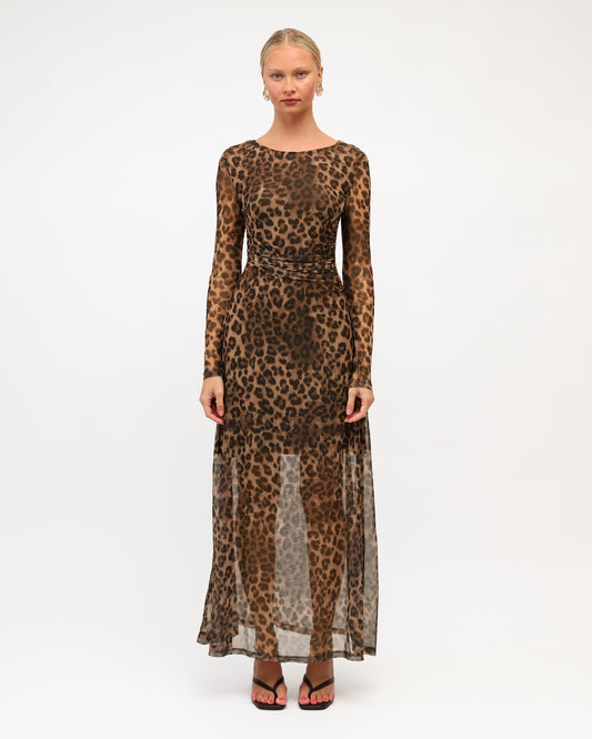 TF11958/O NIGHT LEOPARD MESH DRESS