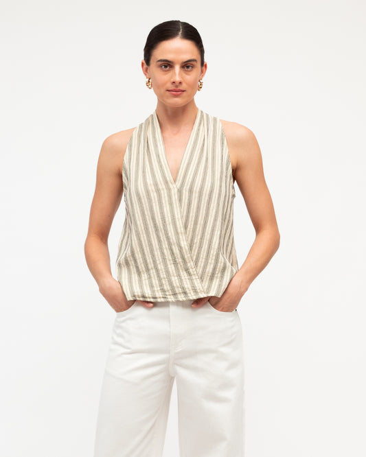 TF12020-1/O STRIPE HALTER TOP