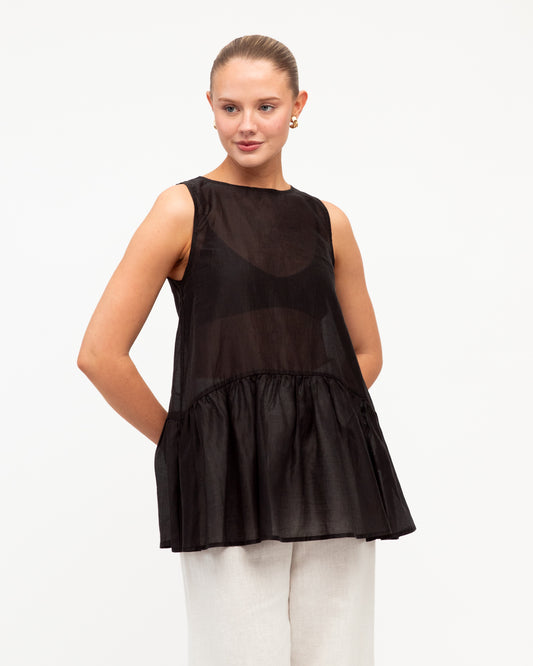 TF12119/O SHEER PEPLUM TOP