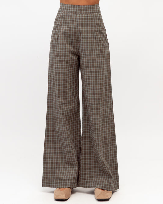 TF7581-91/O DYLAN CHECK WIDE LEG PANT