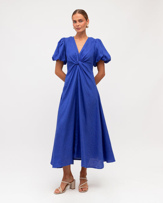 TFL8545-27/O TWIST FRONT PUFF SLEEVE MAXI