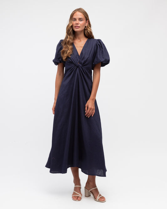 TFL8545-27/O TWIST FRONT PUFF SLEEVE MAXI