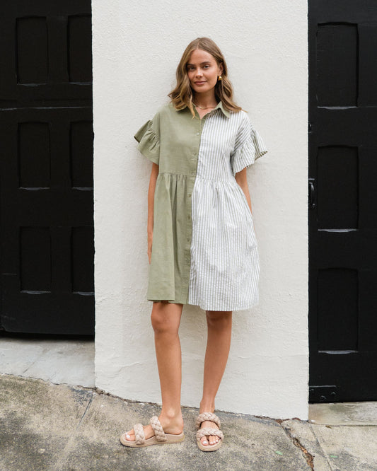 LOL70381/O  STRIPE SHIRT DRESS
