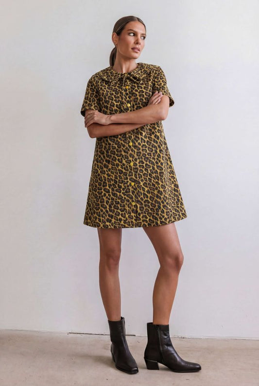 SM_YYNZ_89316/O leopard denim dress