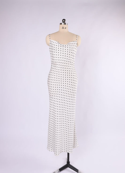 VH23064-A POLKA DOT SATIN DRESS