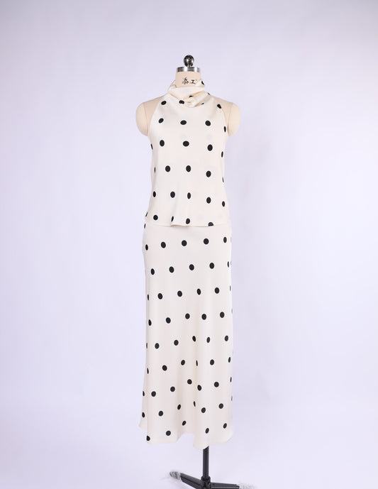 VK00001-A POLKA DOT MIDI SKIRT