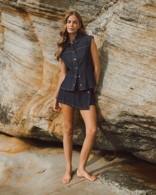 VV11014/O DENIM VEST TOP