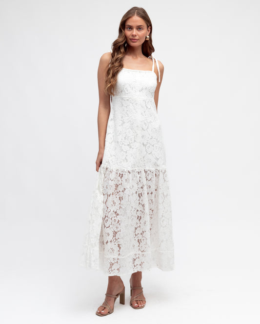 VV11431/O LACE TIE UP SHOULDER DRESS