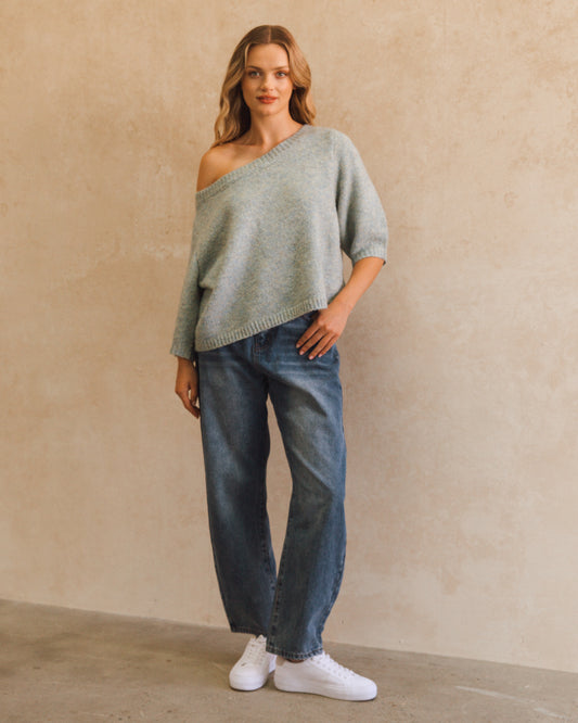 VV11816/O ASYMMETRICAL KNIT TOP