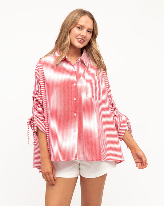 VV11861-1/O POPLIN STRIPE OVERSIZED SHIRT