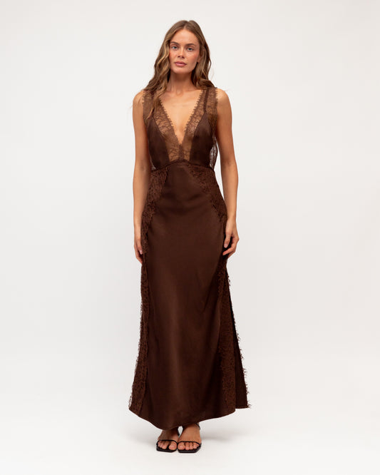 VV11967/O MIDNIGHT SATIN LACE MAXI