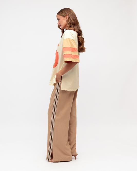 VV11621-1/O BEIGE STRIPE PANNEL PANTS