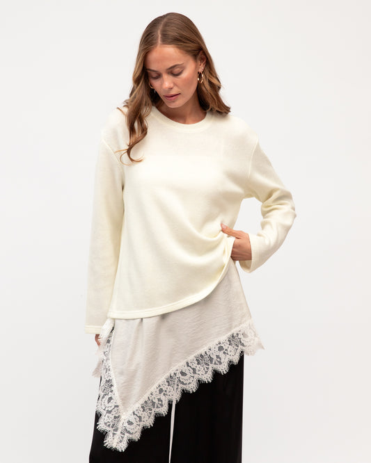 VV12040/O SATIN MOMENT JUMPER WITH TRIM