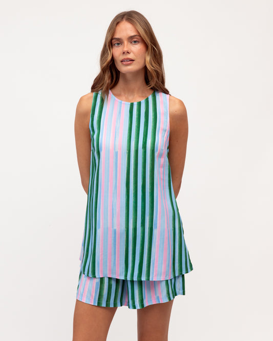 VVE11148-3/O SWEET STRIPE SET TAN & SHORTS