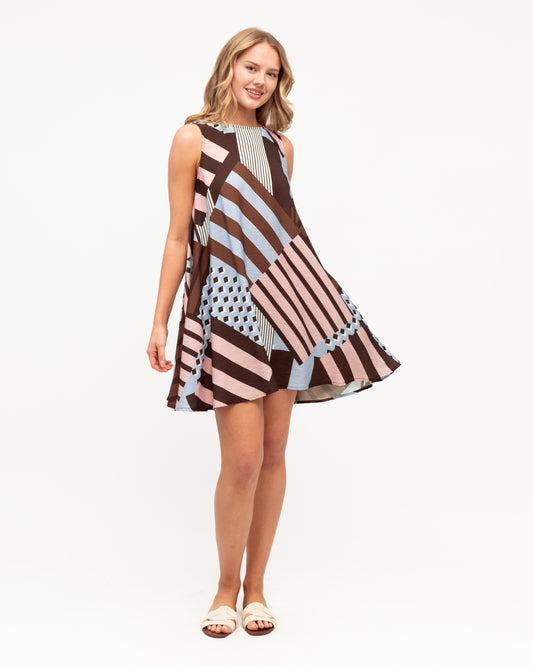 VVE11832-1/O MILAN PATCHWORK MINI DRESS
