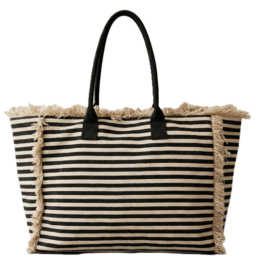 RGB-2319 -  Striped Fringe Carryall Tote