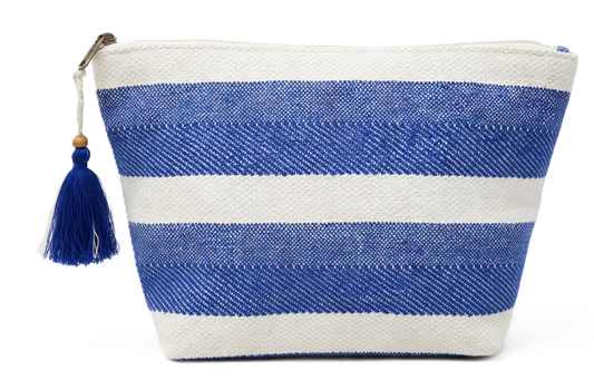 RGB-3648 -  Blue Stripe Tassel Cosmetic Pouch